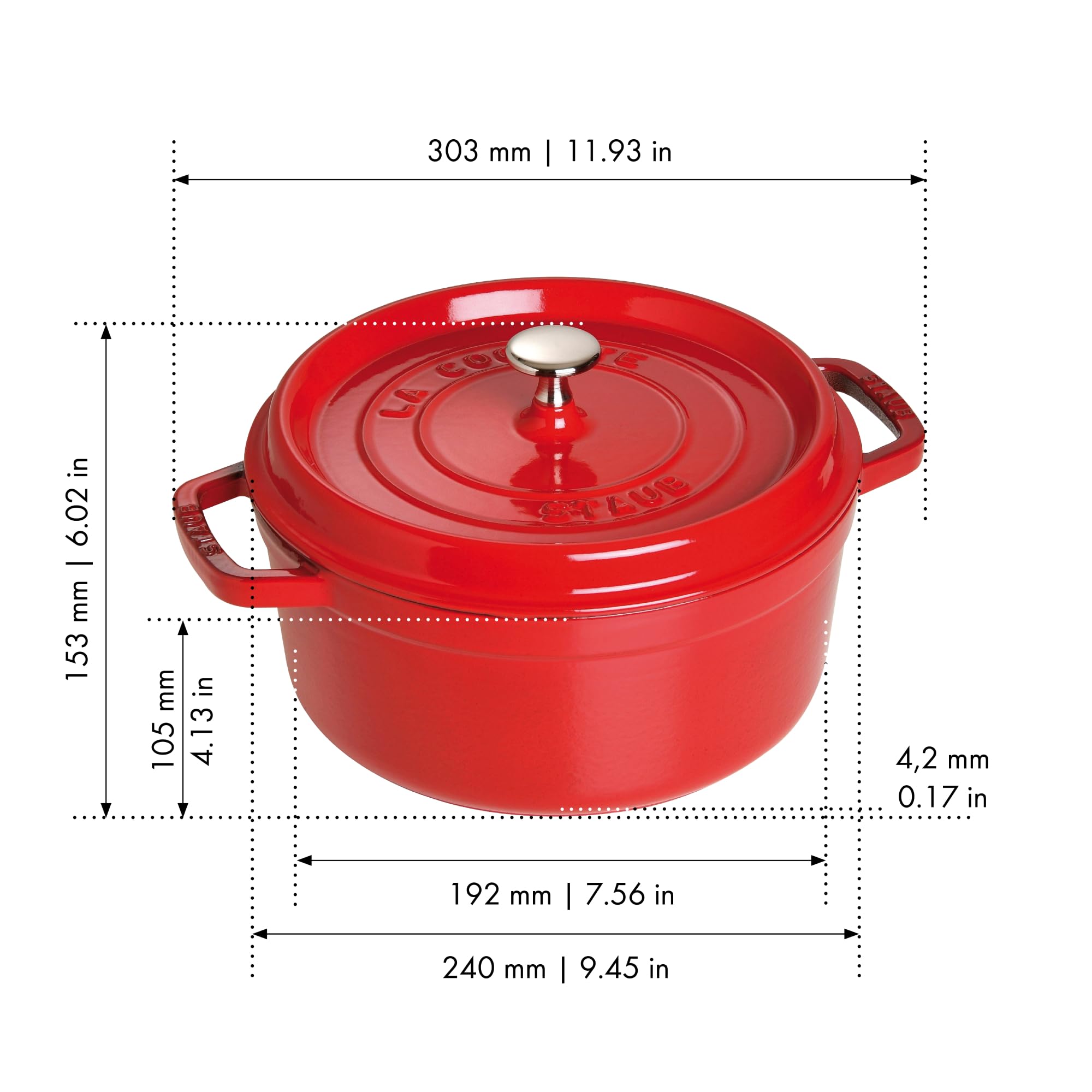 Amazon.com: STAUB Cast Iron Dutch Oven 4-qt Round Cocotte, Made in