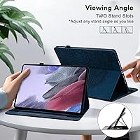 Vista 4 de Funda para iPad Mini 7 A17 Pro de 8.3 pulgadas 2024, iPad Mini 6ª generación 2021, funda delgada de piel sintética con flores para iPad Mini de Azul