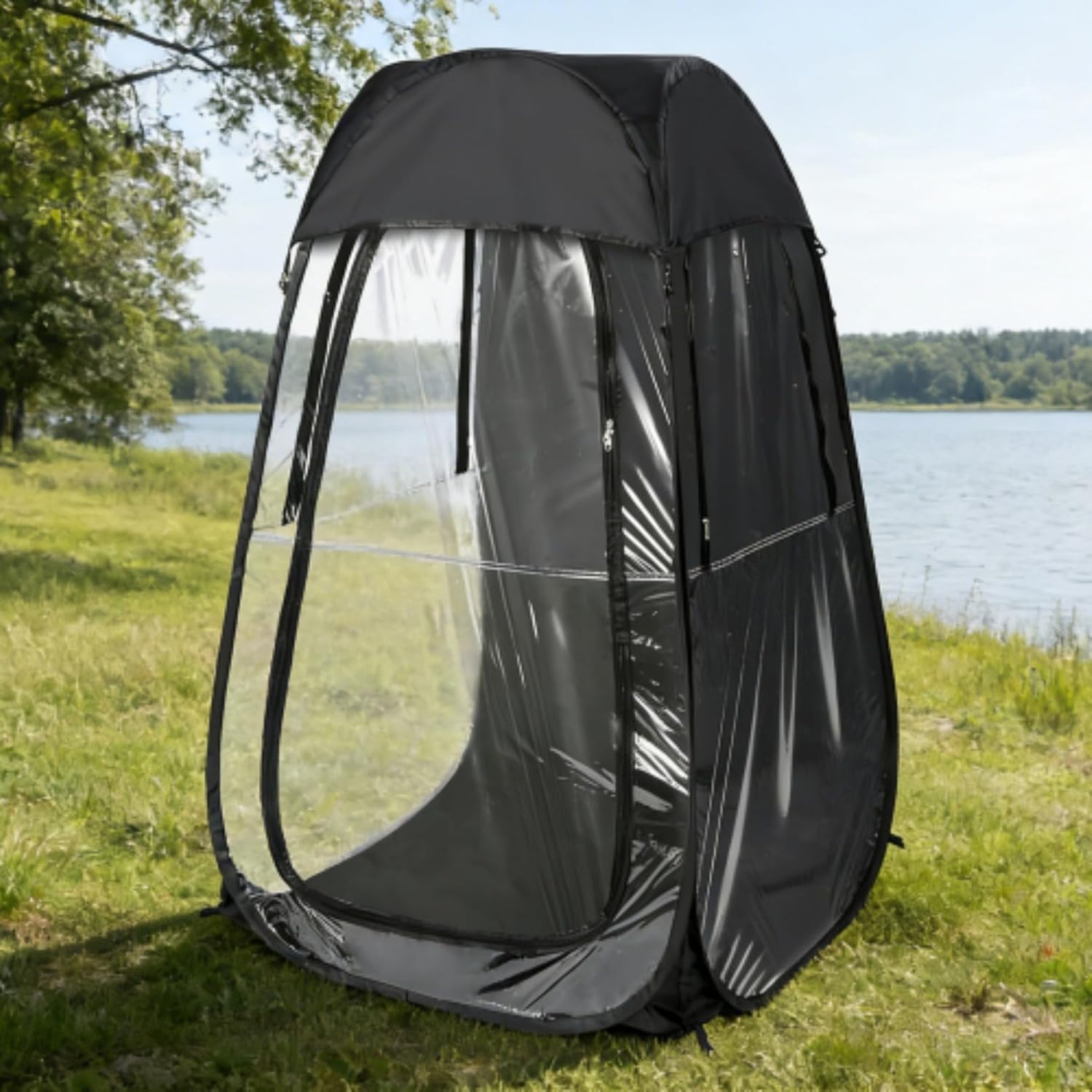 Sports Tent Pop Up Shelter: 39" L x 39" W x 59", Fishing and Camping, Protection from Cold Wind and Rain, Black