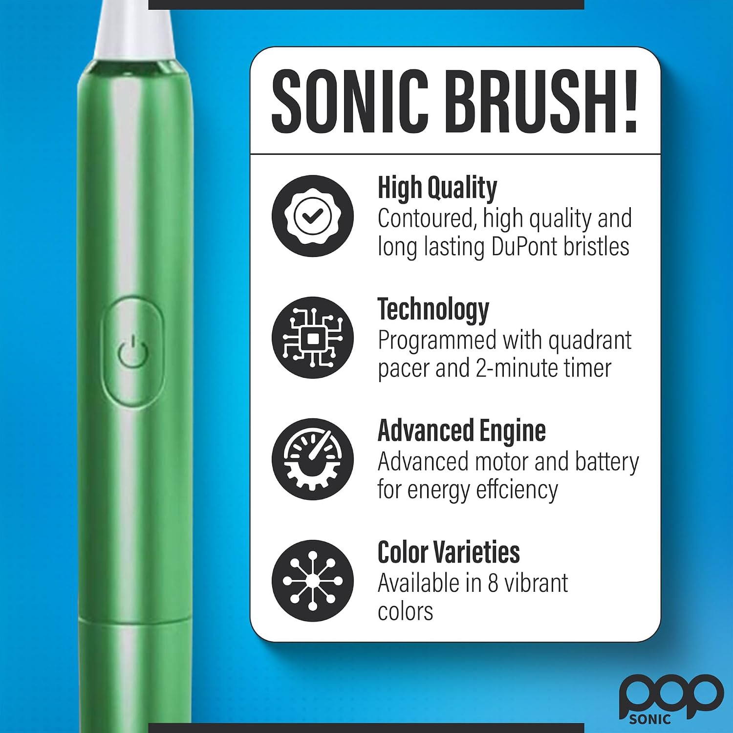 Go Plus Sonic Toothbrushes for Adults w/Electric Toothbrush Case - Electric Toothbrush for Adults & Kids - Sonic Toothbrush w/ 2 Speeds - 18000-24000 Vibrations Per Minute (Emerald Green)