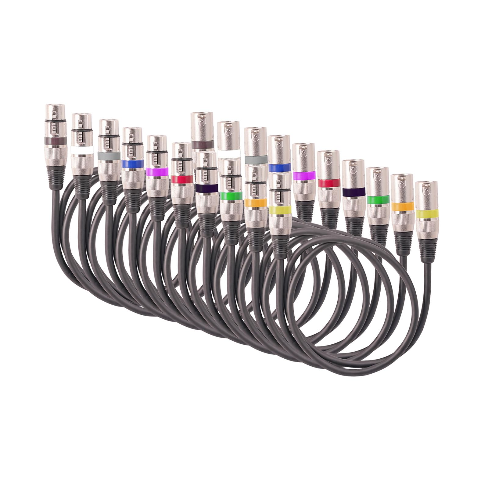 Summina 10pcs XLR DMX Cables 1.5m - 3 Pin Balanced Shielded Microphone
