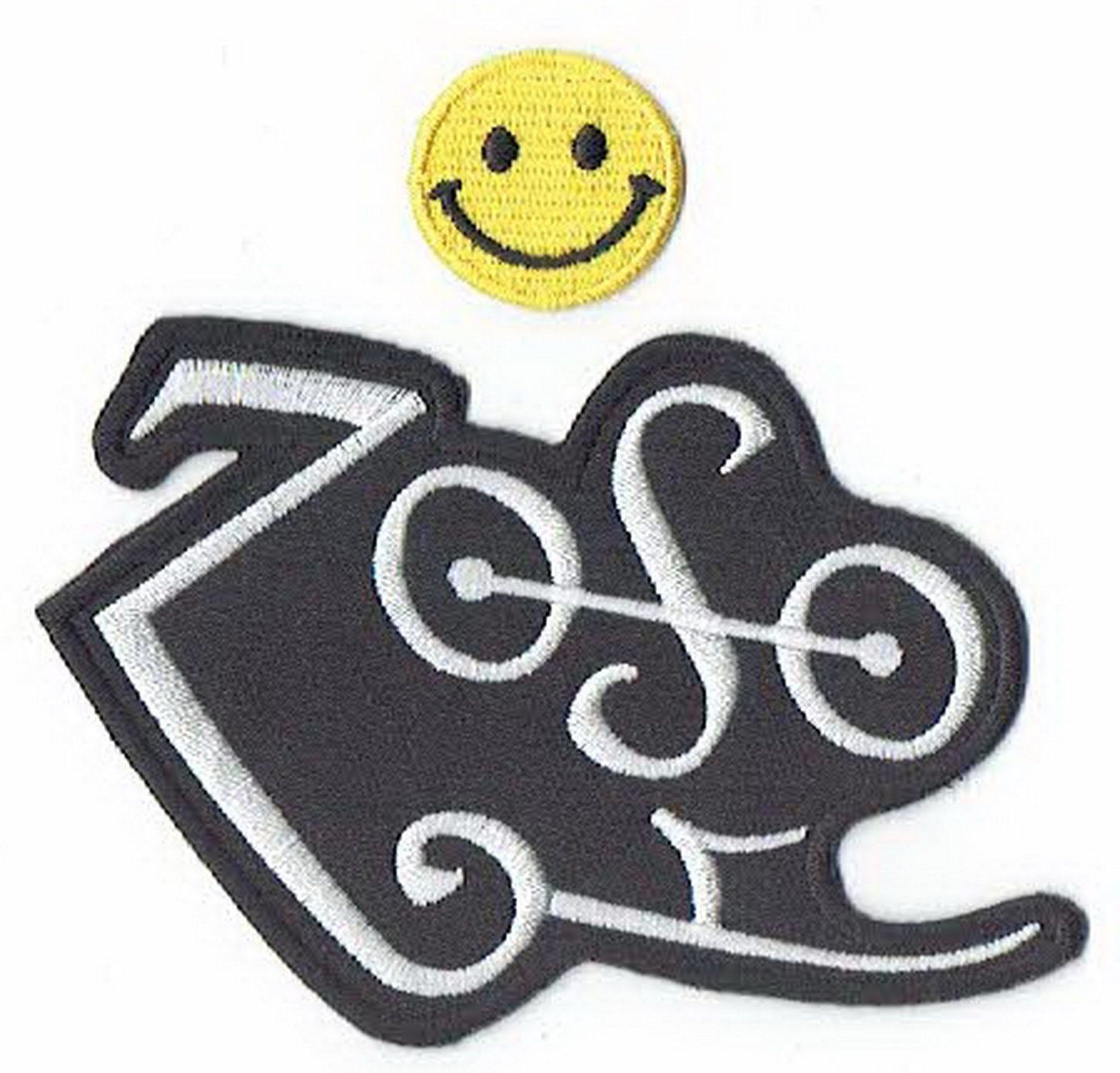 "ZOSO LED-Zeppelin : an English Rock Music Band" Applique Embroidered Iron on Patches (Wappen, ??) with Yellow Tiny Smiley Patches by Patch Cube