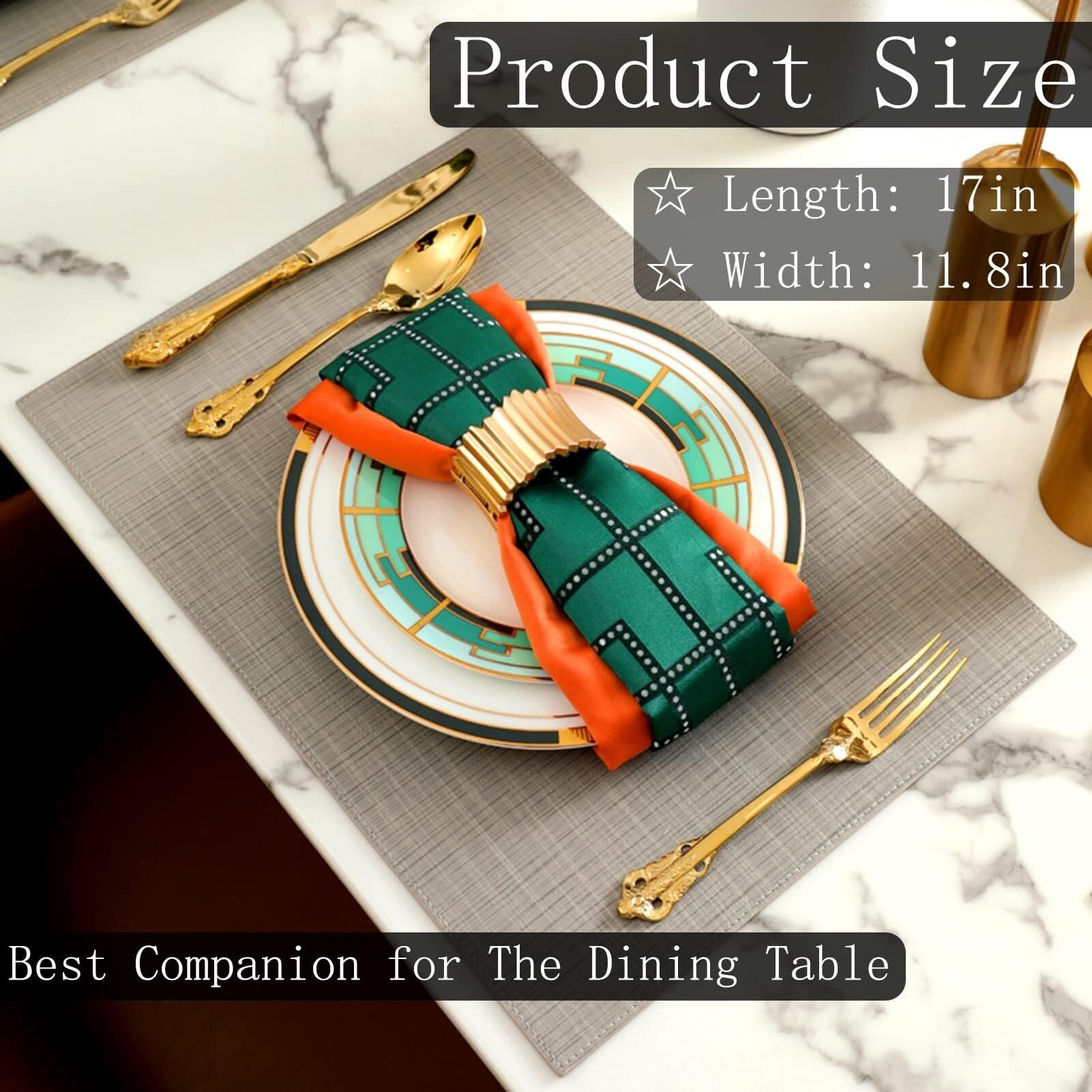 Lot de 4 sets de table en polyuréthane - Lavables - Antidérapants et faciles à nettoyer - En cuir synthétique - Décoration de cuisine - Bleu