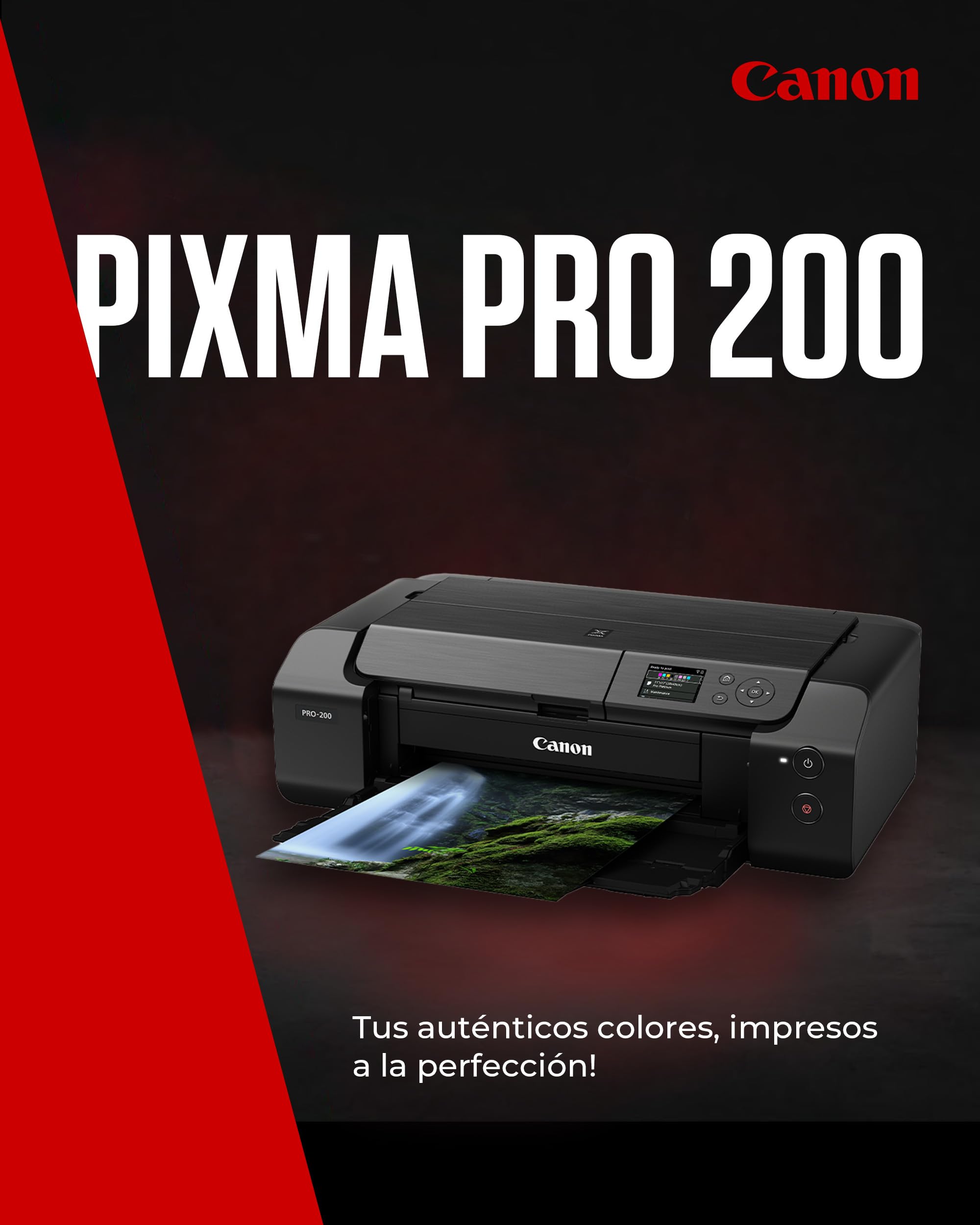 Canon Pixma PRO-200 Impresora Fotográfica Profesional, Sistema de Inyección de Tinta, A3+, WiFi, 8 Cartuchos de Tinta, Impresión Sin Bordes, Impresión de Alta Velocidad, Negro
