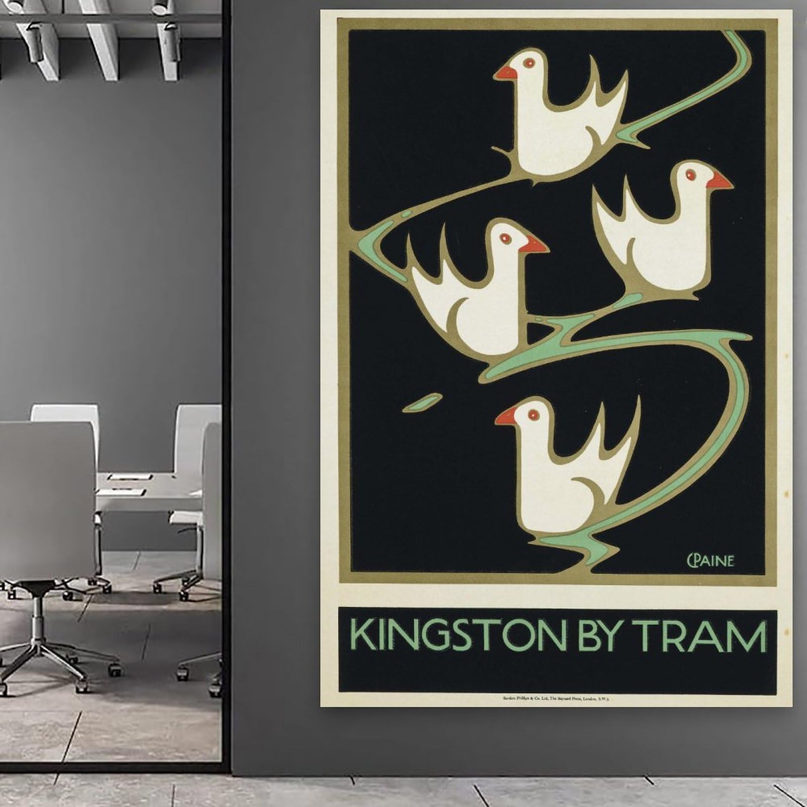 Charles Paine's Underground Group Kingston By Tram Travel Poster Stampa su Tela Decorazione Pittura Soggiorno Arte Murale Camera Da Letto Pittura Arte Pittura Moderna Home Boy Camera Stampa Pittore