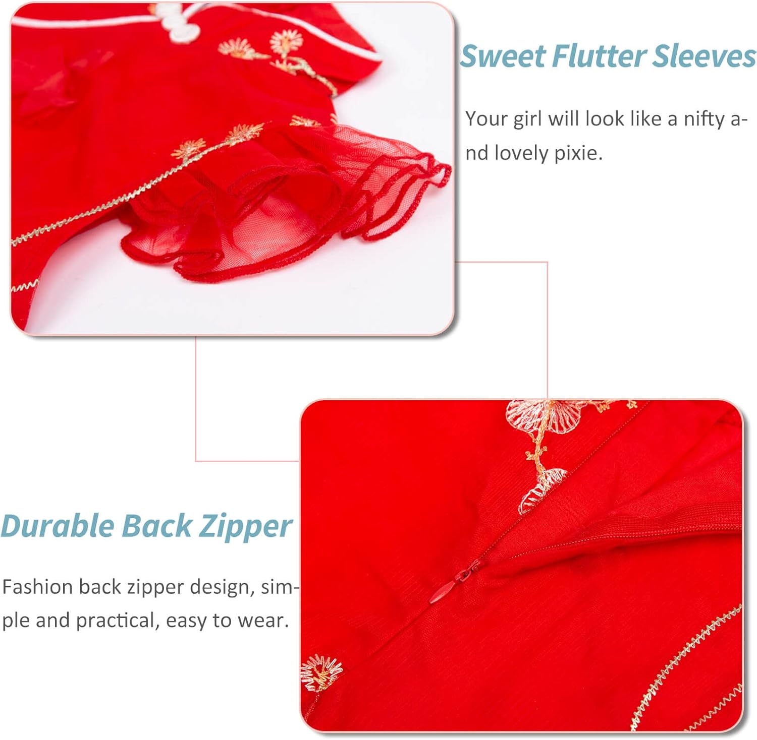 LittleSpring Girls Qipao Dress Sleeveless Summer Chinese Flowers Traditional Dress - Image 3