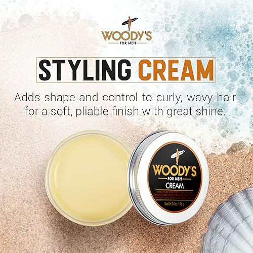 Miniatura 2 de Woodys Crema para peinar para hombres controla el cabello rizado y ondulado soluble en agua con un acabado de brillo saludable añade volumen y