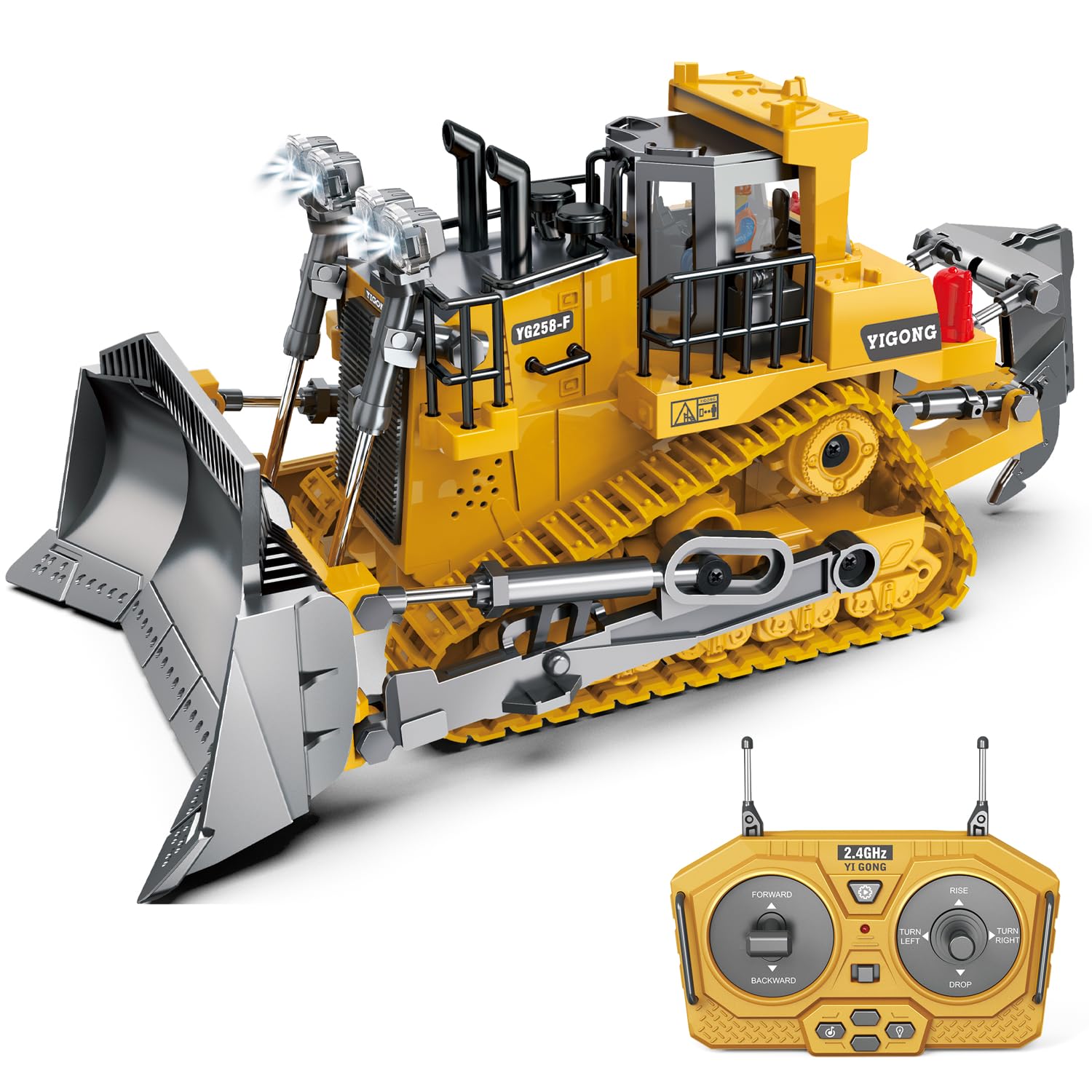 Photo 1 of Wdexual Remote Control Bulldozer - 11 Channel RC Dozer Front Loader Toy with Light and Sound - 1/24 Full Construction Vehicle Toys for Kids Age 6 7 8 9 10 and Up Years Old