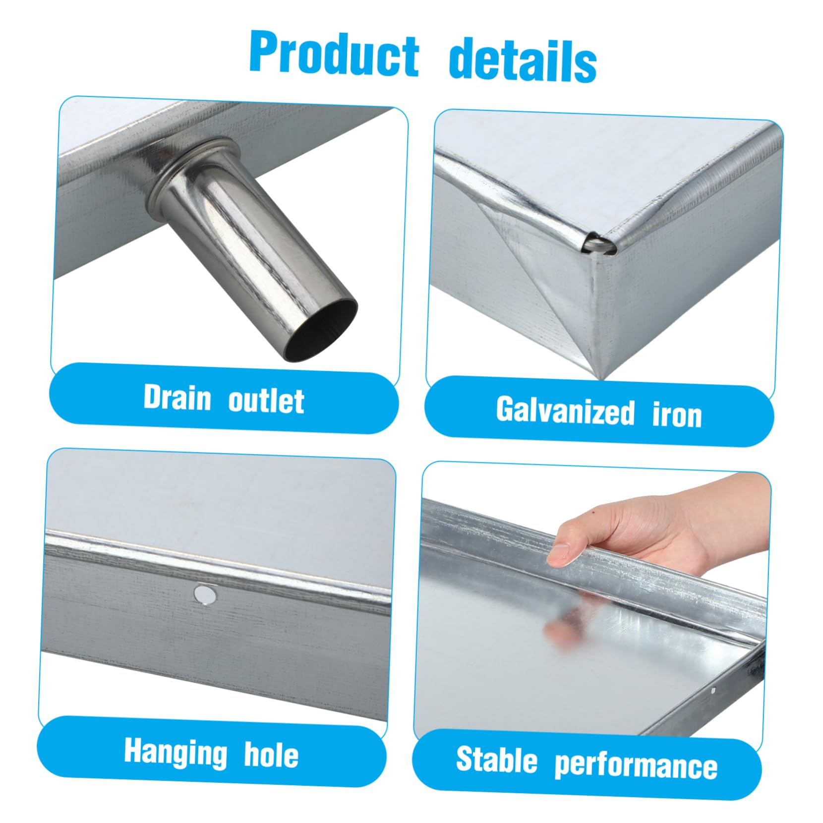 jojofuny Goteo De Aire Acondicionado Drenaje De Ca Drenaje De Aire Acondicionado Bandeja De Goteo Colector De Agua Condensado Bandeja De Goteo Accesorios De Bandeja De Agua Plata