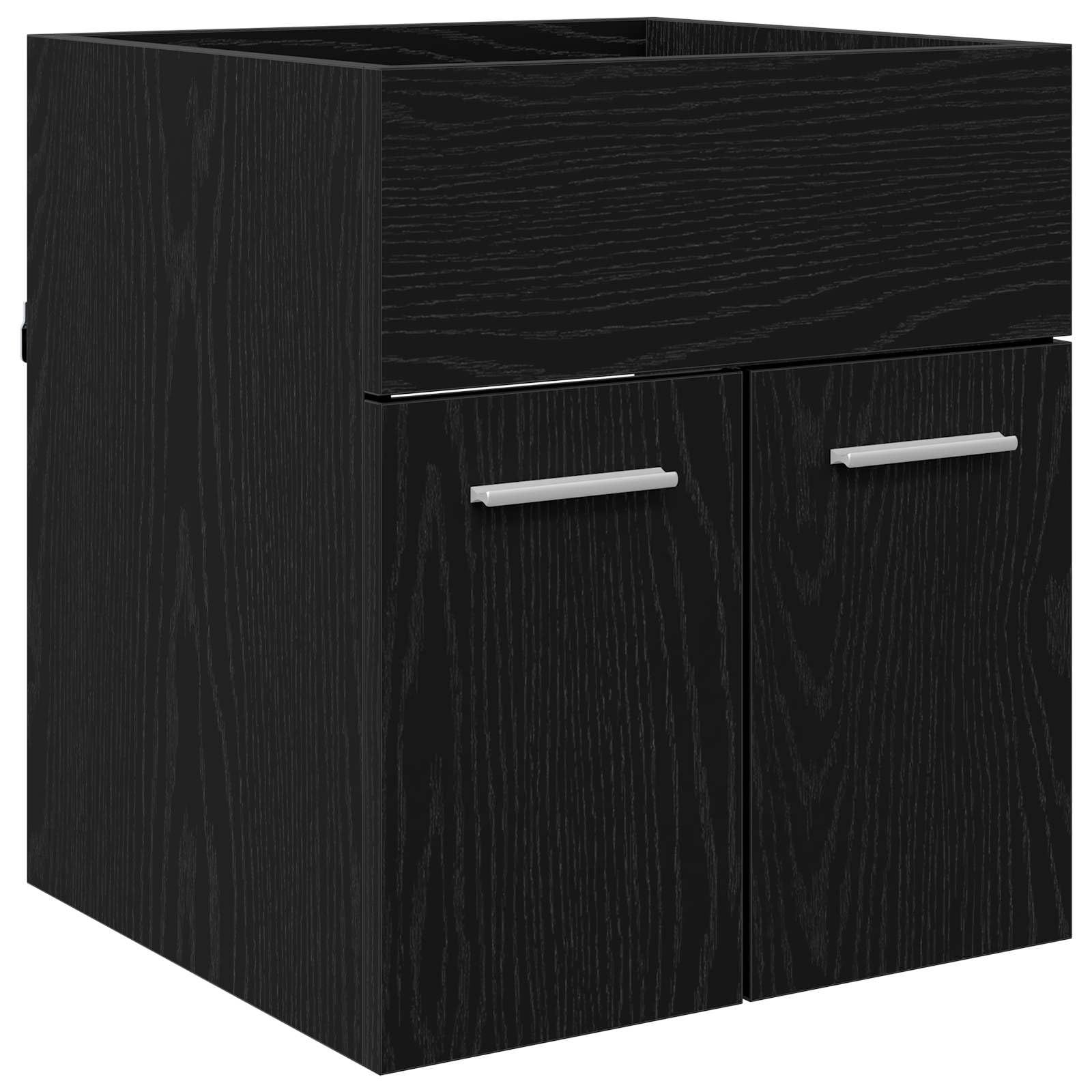 Armario para debajo del lavabo moderno de madera negra con mueble compacto de baño de 2 puertas