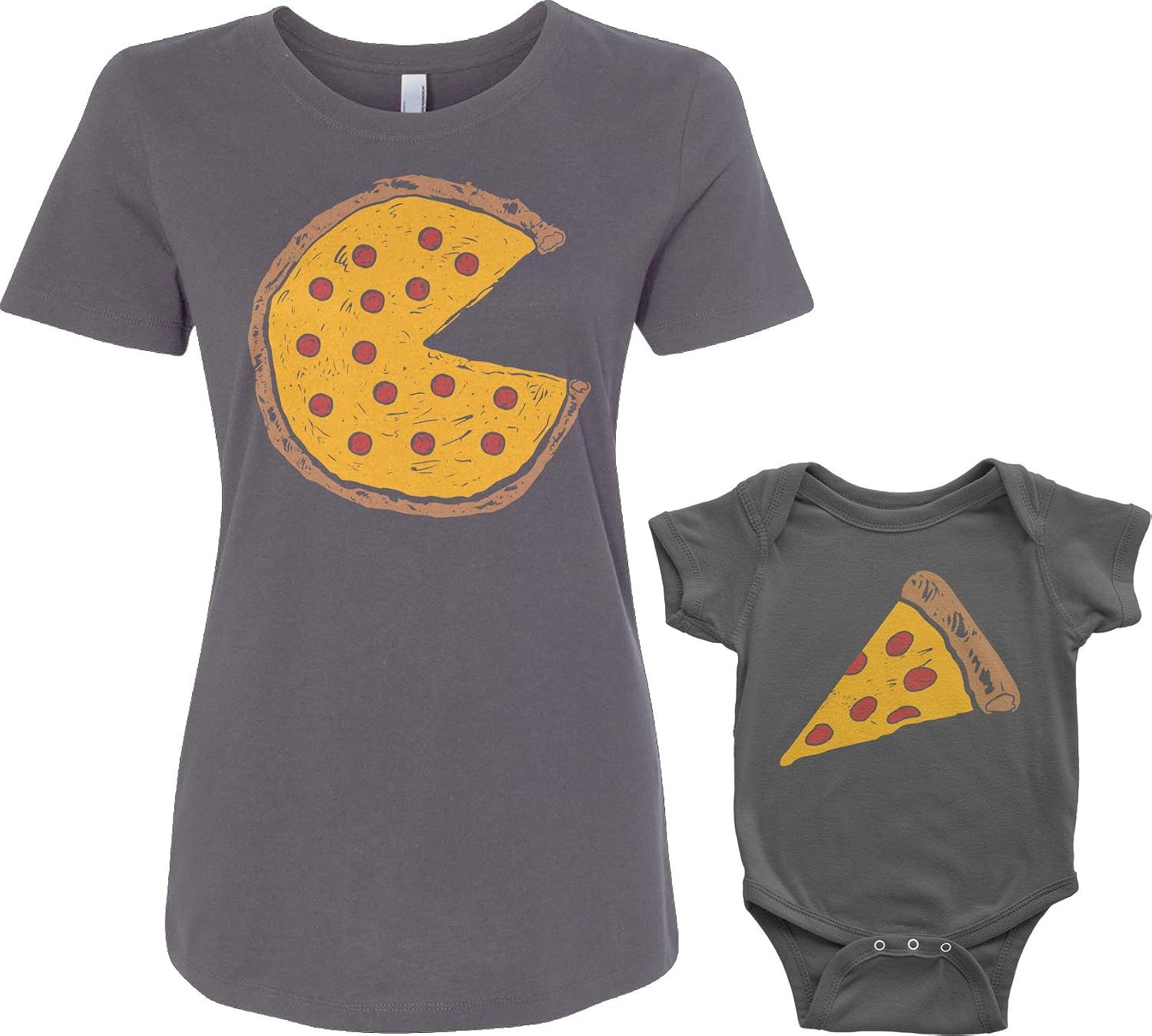 Pizza Pie & Slice Mother Son Daughter Infant Bodysuit Womens Shirt Matching Set