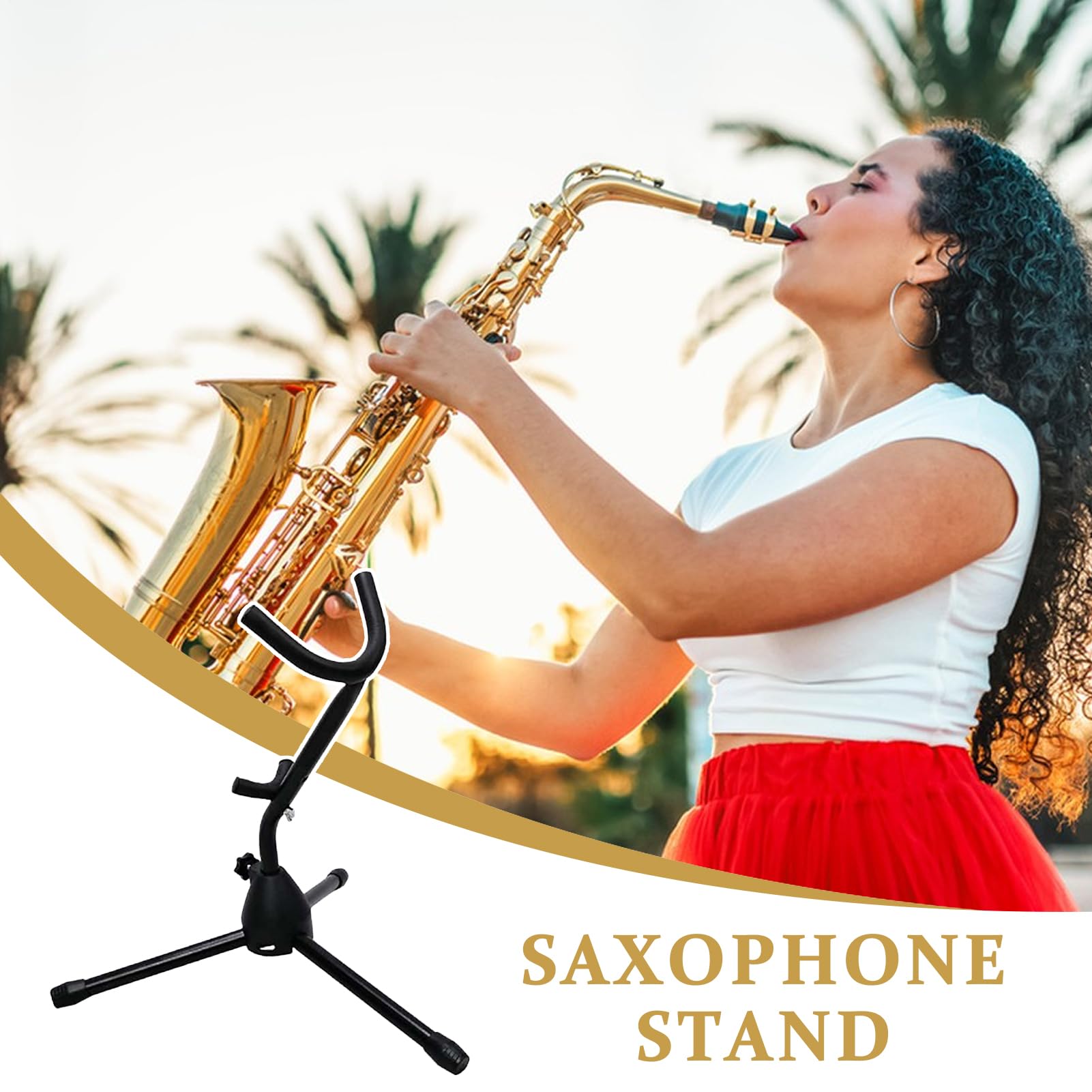Saxophonständer Für Alt-Saxophon, Tragbarer Saxophon Dreibein Zusammenklappbar, Stabiler Halt Verstellbarer Halter Für Orchesterstudioheimbandschule