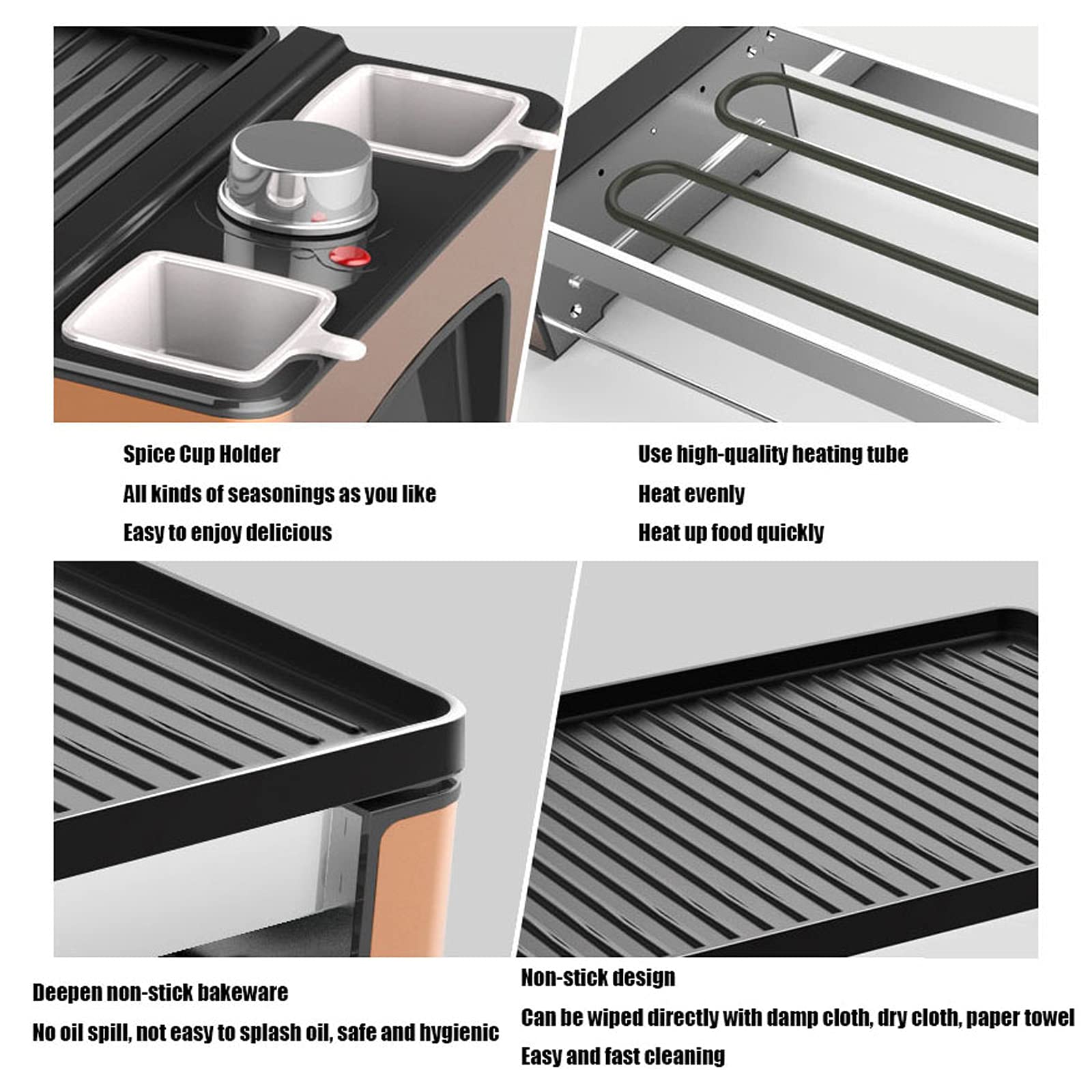 Dwuwarstwowy domowy grill bezdymny, grill elektryczny, elektryczny grill stołowy, wielofunkcyjny elektryczny grill