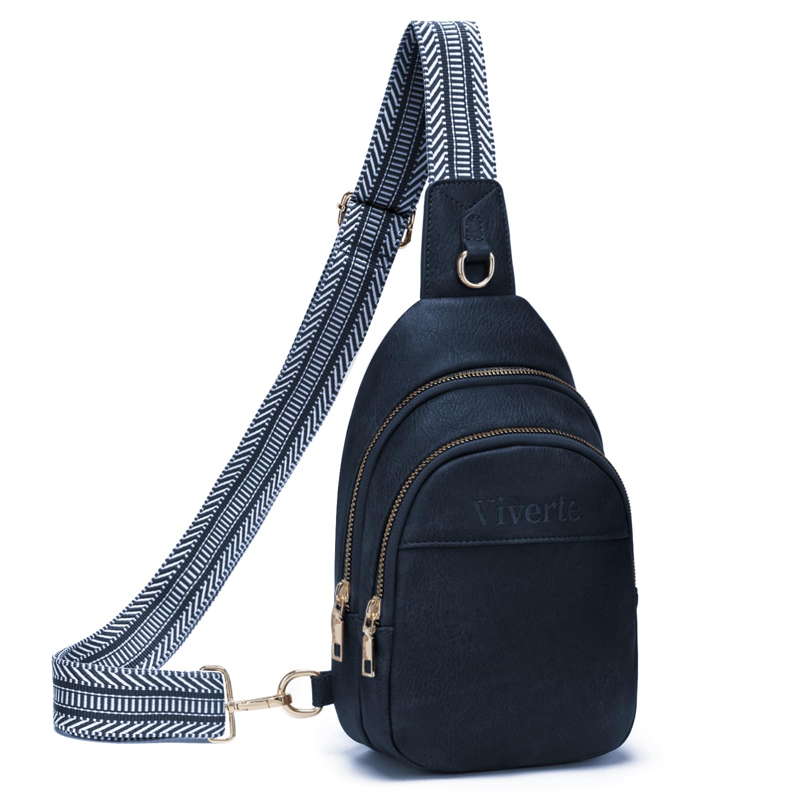 Crossbody Bags for Women Small Leather Sling Bag Fanny Packs Cross Body Chest Bag for Woman Navy Blue