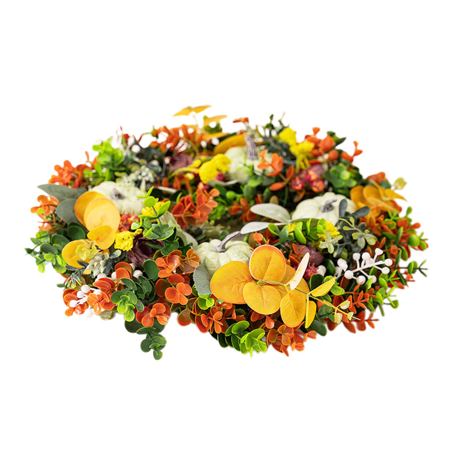 Elnwnnkc Seasonal Wreath Thanksgiving Pumpkin Flower Wreath Seasonal Door Adornment with Autumn Accent Fall