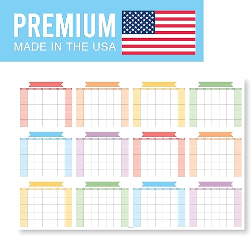 Miniatura 3 de Colorido calendario de borrado en seco de 12 meses para pared, calendario grande de pared de pizarra blanca, calendario de pared grande de borrado