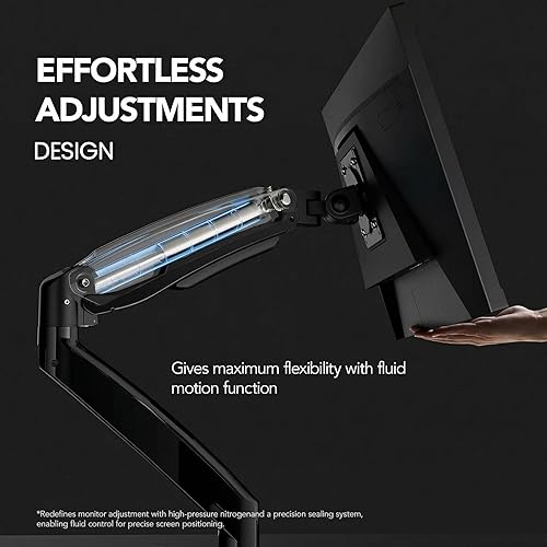 Miniatura 5 de HUANUO NITROGLIDE™ Soporte de monitor dual para 13 ″ – 40 ″, soporte de monitor doble premium con USB, soporte de monitor ajustable en altura para 2