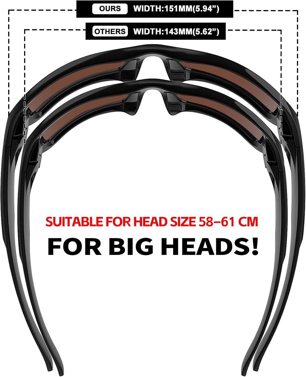 MAXJULI Polarized Wrap Around Sports Sunglasses for Big Heads Men Women UV400 Protection Sun Glasses 8232 - Image 2