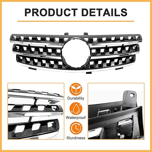 Miniatura 3 de Rejilla Compatible para Mercedes Benz W164 ML Parrilla ML320 ML350 ML500 ML550 Parachoques Rejilla 2005 2006 2007 2008 (NEGRO)