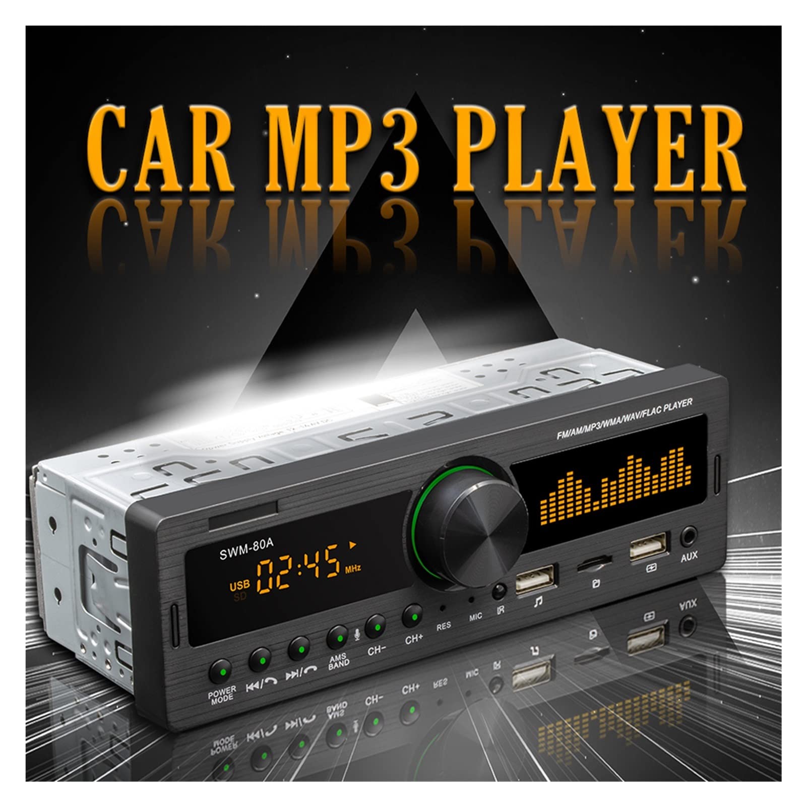 Car Radio Digital Bluetooth Handsfree Car Mp3 Player Stereo 60Wx4 Fm Audio Kit USB/SD 3. 5mm Aux Input Support Bluetooth Finder Przenośny(BT Finder Radio)