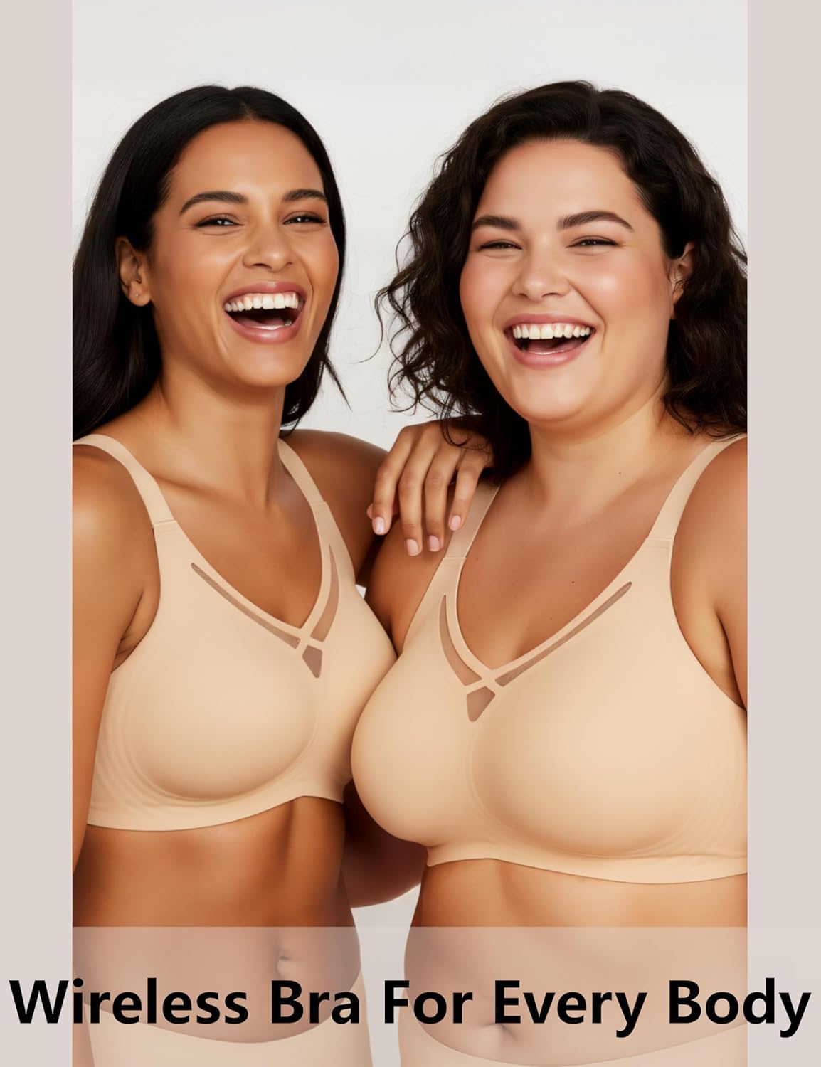 Far-free Womens Wireless Bras No Underwire Seamless Supportive Comfortable Bra Push Up Everyday V Mesh Bralette T Shirt Bra - Image 6