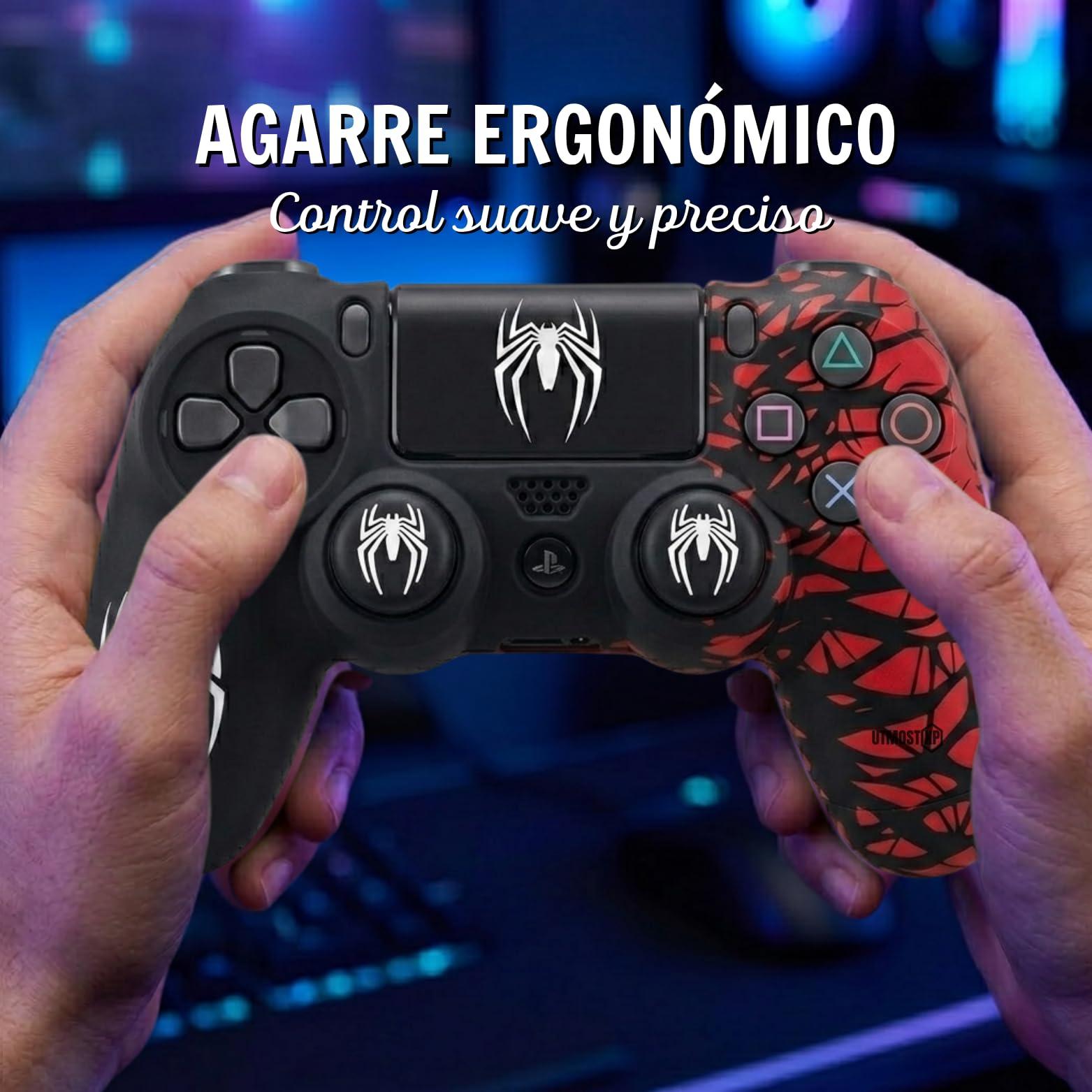 Custodia compatibile per controller PS4, Cover protettiva in silicone morbido antiscivolo per controller PS4, Custodia protettiva compatibile con controller PlayStation 4 (Rosso)