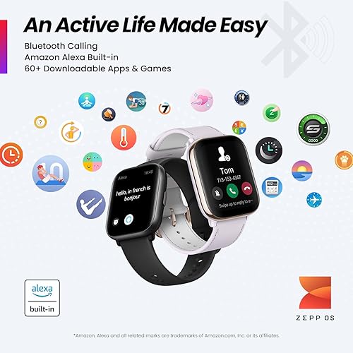 Miniatura 7 de Amazfit Reloj inteligente activo para mujer, con entrenador de ejercicios AI Fitness, GPS, llamadas y música Bluetooth, batería de 14 días, pantalla