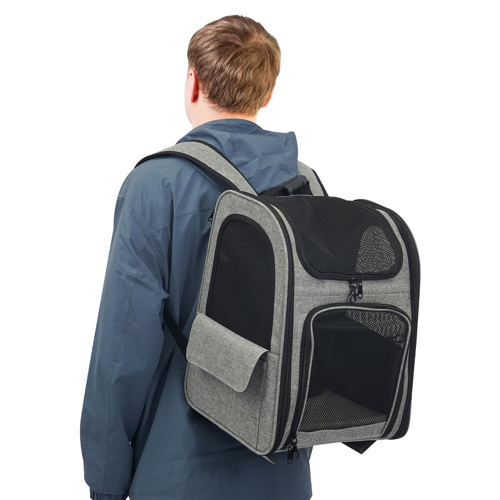 Mochila para mascotas 2 en 1 con ruedas, mochila para gatos con asa telescópica, bolsa de transporte para mascotas con alfombrilla inferior de doble cara, capacidad de carga de 15 kg, ideal para