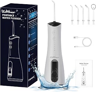 Lilhome Water Dental Flosser Cordless 4 Modes:IPX7 Rechargeable Electric Water Floss Machine,Portable Oral Irrigator Floss Picks For Teeth,Cleaning For Braces Travel-Friendly Tongue Cleaner,300ml Tank