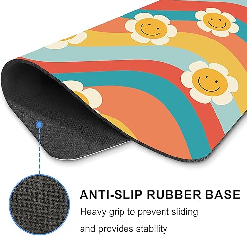 Miniatura 5 de Alfombrilla de mouse rectangular con cara sonriente, diseño de margaritas, diseño de flores de margarita, alfombrilla de mouse rectangular para