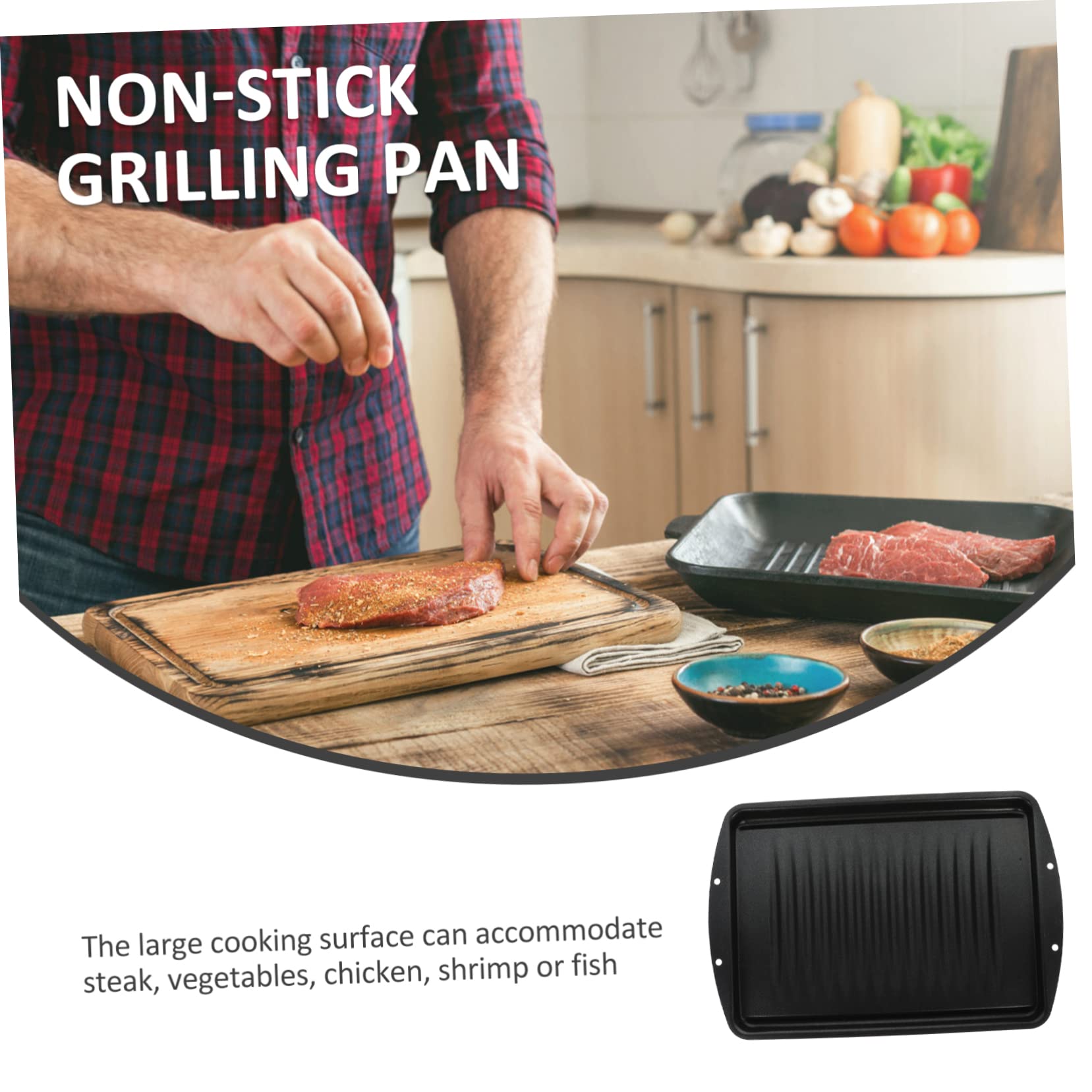 LIFKOME Padella Grill Antiaderente in Ferro, Induction Pan per Barbecue e Buffet, Riscaldamento Uniforme e Facile da Pulire per Ristorante Indoor