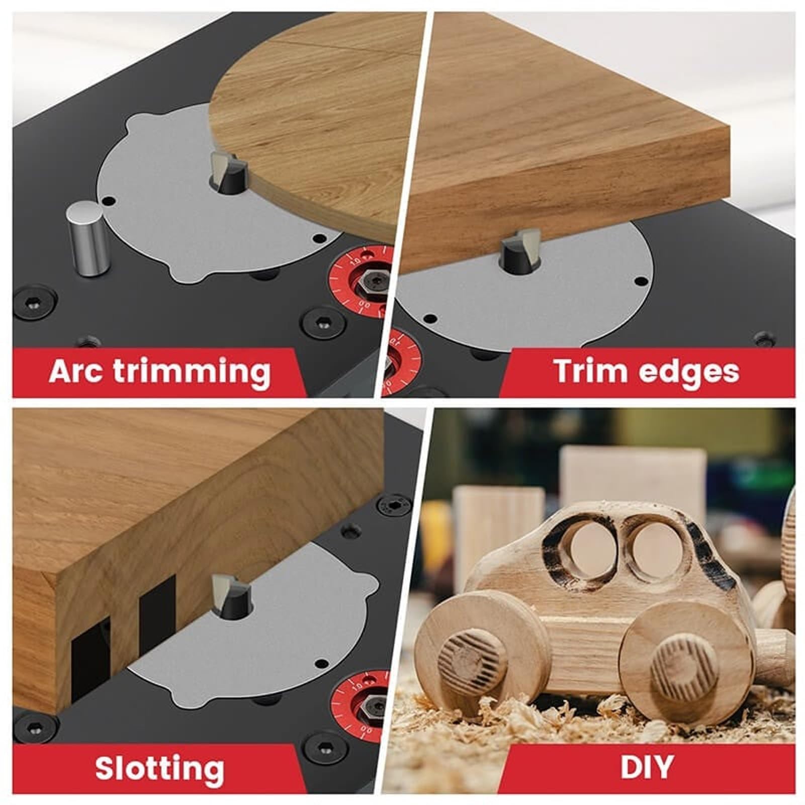 Système de Levage de Routeur, Table de Levage de Précision pour Moteur de 3-1/2 de Diamètre, Plaque 9-1/4'' X 11-3/4'' et Kit de 3 Anneaux D'insertion, Compatible avec