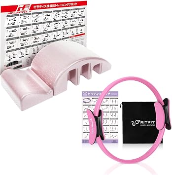 RITFIT Pilates Ring & Pilates Barrel, Pink Set, Cardio Exercise, Full Body Toning, Training, Core Strength, Pelvic Correction, Stretching, Yoga, Diet, Shape Up, Posture, Home Studio, Home Pilates
