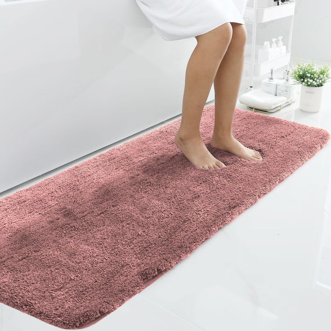 LUXE HOME INTERNATIONAL Microfiber Runner Super Soft Non Slip Vegas Rugs for Bedroom (2X5 Ft, Fuscia) Pack of 1, Pink