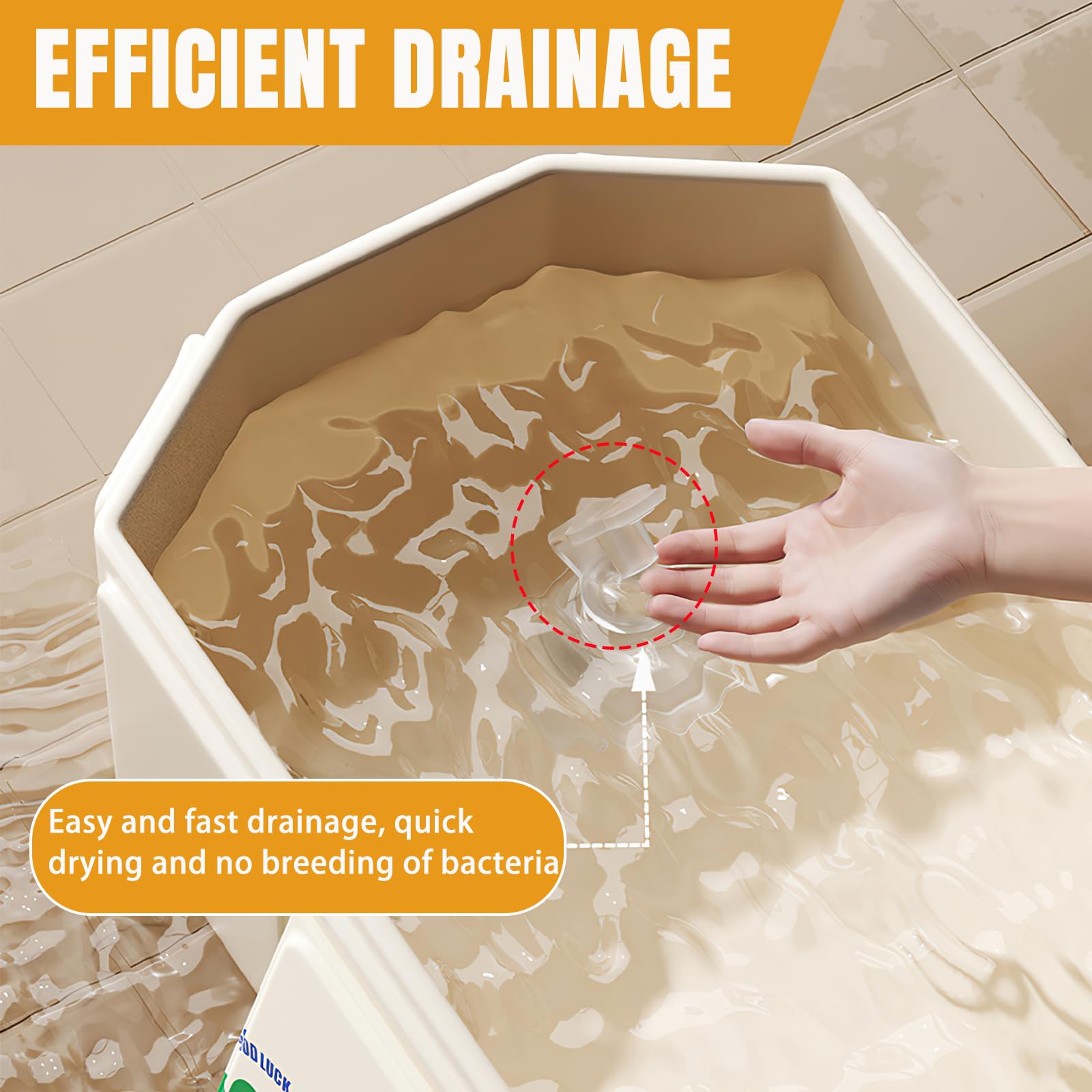 Faltbare Badewanne für Kinder, Tragbare Badewanne, Große Kleinkindbadewanne, Tragbares Duschbecken, Badewanne Kinder für 0-8 Jahre, Integrierte Badewanne mit Ablassschraube - Beige