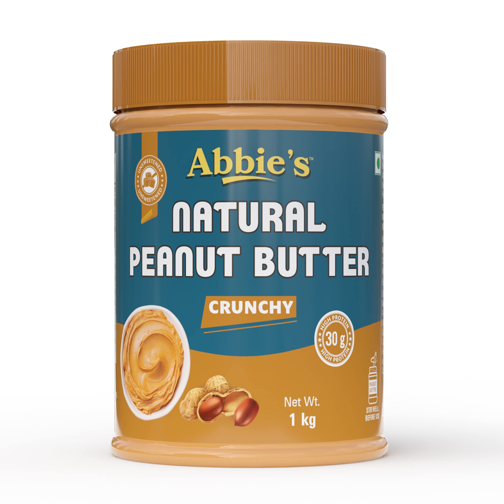 Buy Abbie's Natural Peanut Butter Crunchy with 30g Protein Per 100g