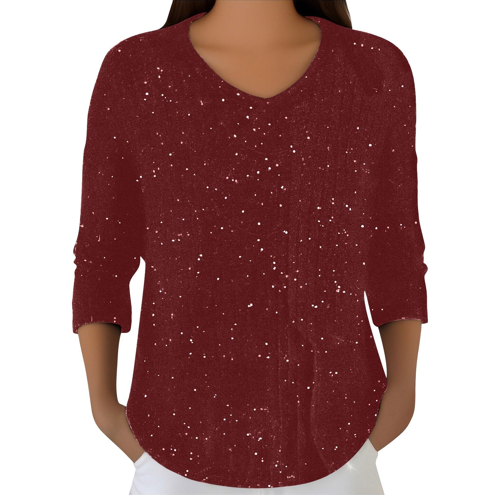 Sequins Tops for Women Cozy Cashmere Sweaters Long Sleeve Knits Glitter V Neck Holiday Loose Pullover Party Clubwear