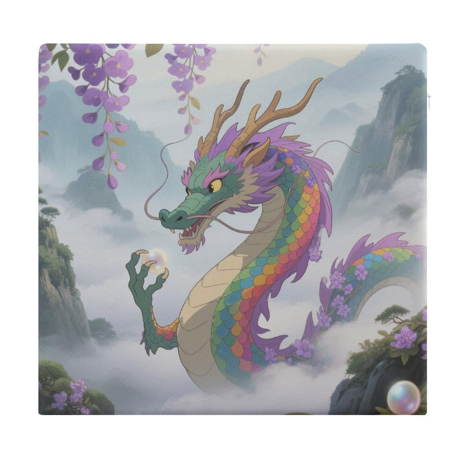 VstaDank Rainbow Scaled Eastern Dragon Cushions Memory Dining Chairs Cushion Non Slip Car Seat Cushions Indoo Dining Room Square Chair Pads with Zipper and Removable Cover Cushion