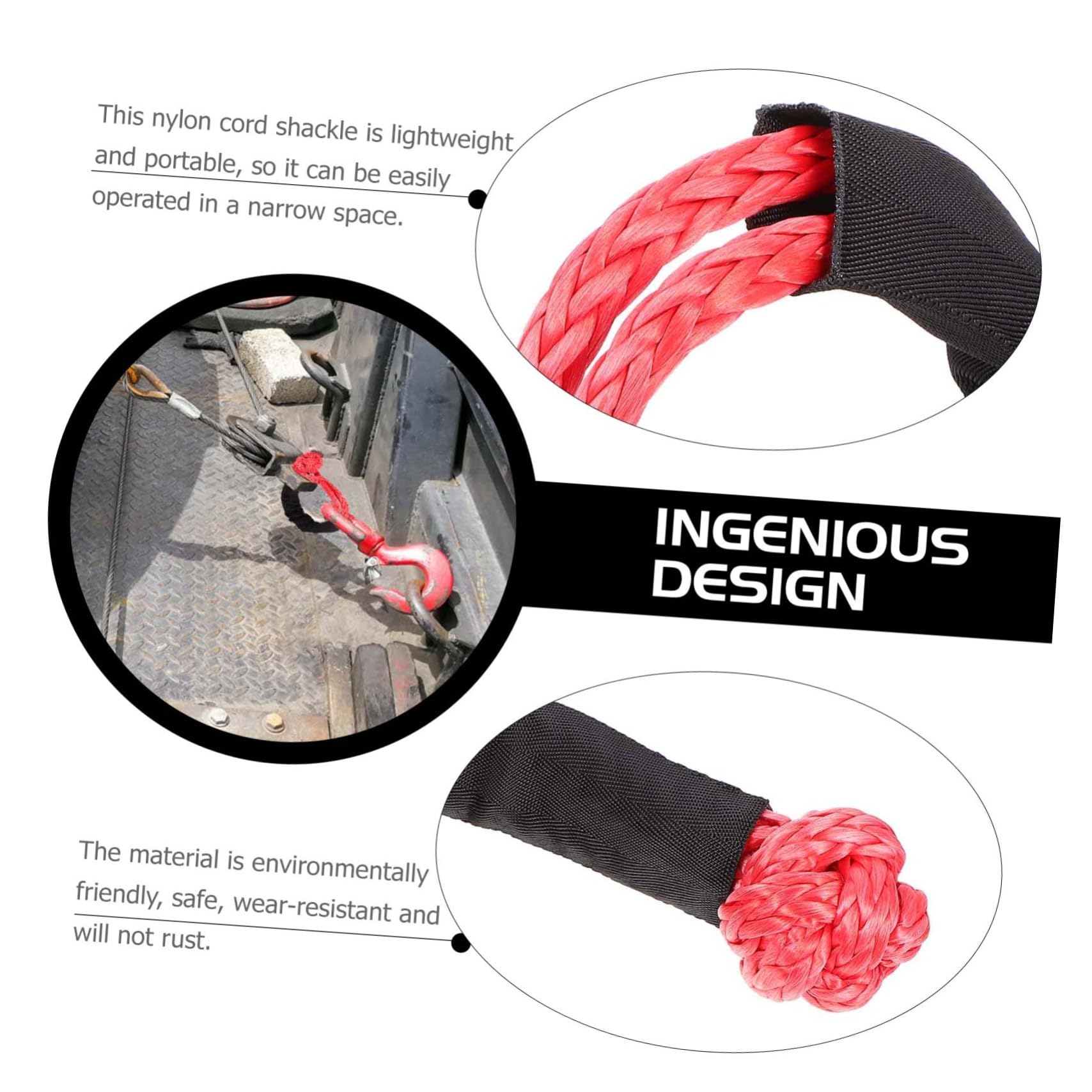 MUCKLILY 17 Ton Nylon Soft Shackle High Resistance Portable Practical Knot Rope for Outdoor Use