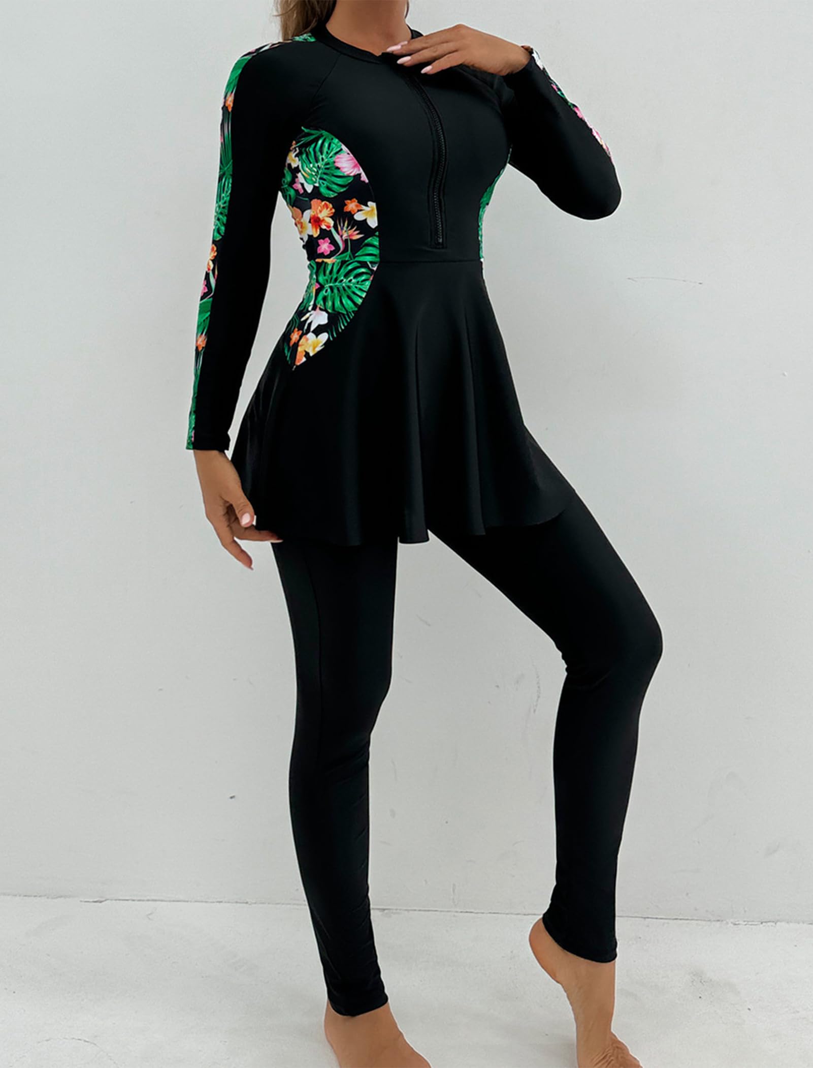 Costume da bagno musulmano da donna: costume da bagno morbido completo 2 pezzi Burkinabi Costume da bagno anti - eruzione - Costume da bagno islamico