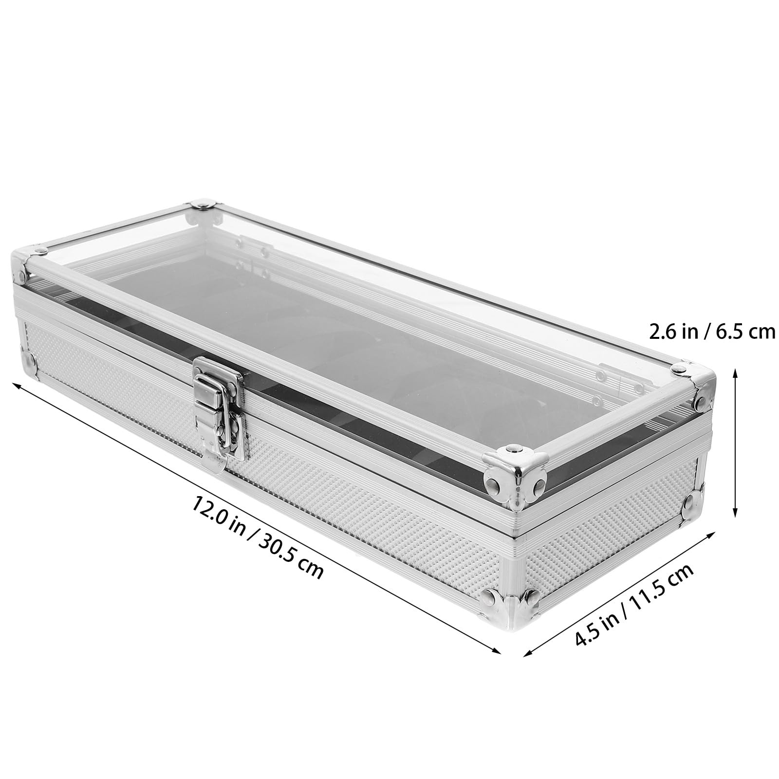 ABOOFAN Uhrenbox zur Aufbewahrung von 5 Uhren aus Aluminium mit Transparentem Sichtfenster und Schlossdesign in Silber für Verschiedene Anlässe