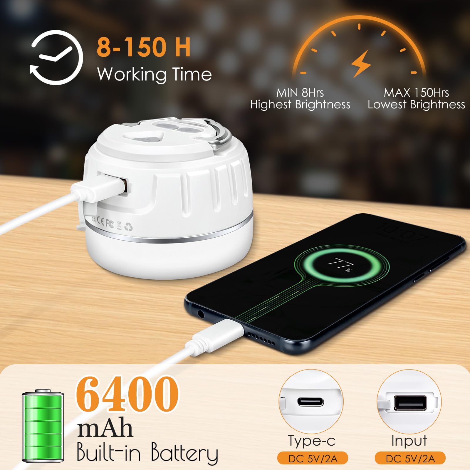Batteria Power Bank e Lanterna da Campeggio Outdoor Campeggio luci a LED e Lanterne per Escursioni Pesca emergenze – Super Luminoso, Leggero, Resistente all' Acqua.