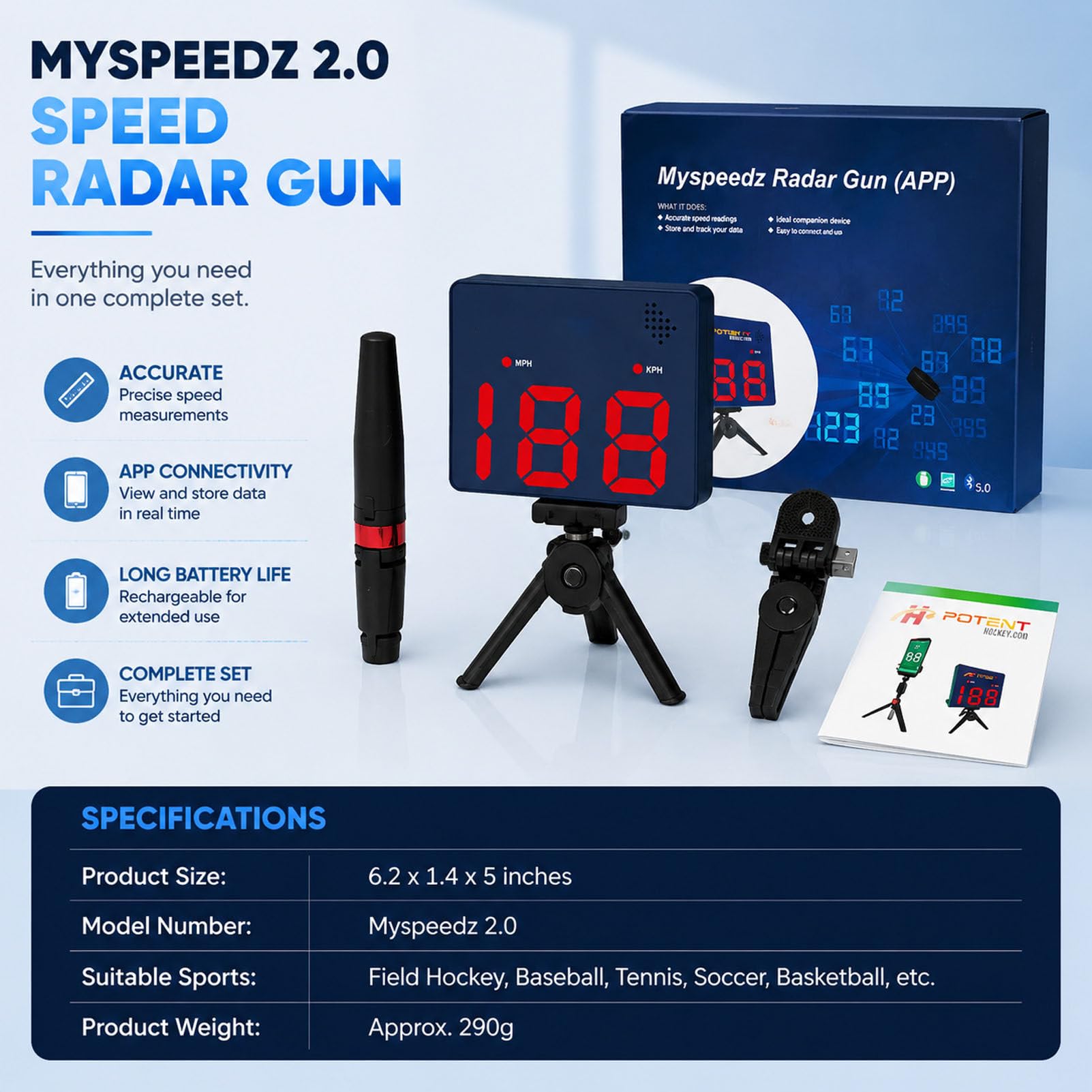 Radar Profesional de Velocidad de béisbol con Pantalla LED