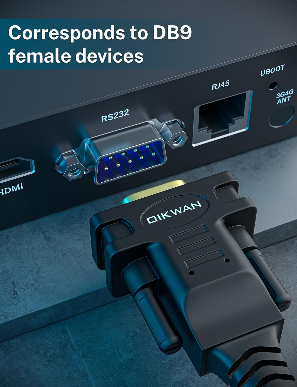 Adaptador USB a serie de 12 pies, USB a RS232 DB9 hembra con chipset FT232, compatible con Windows 11, 10, 8, 7, Mac Linux