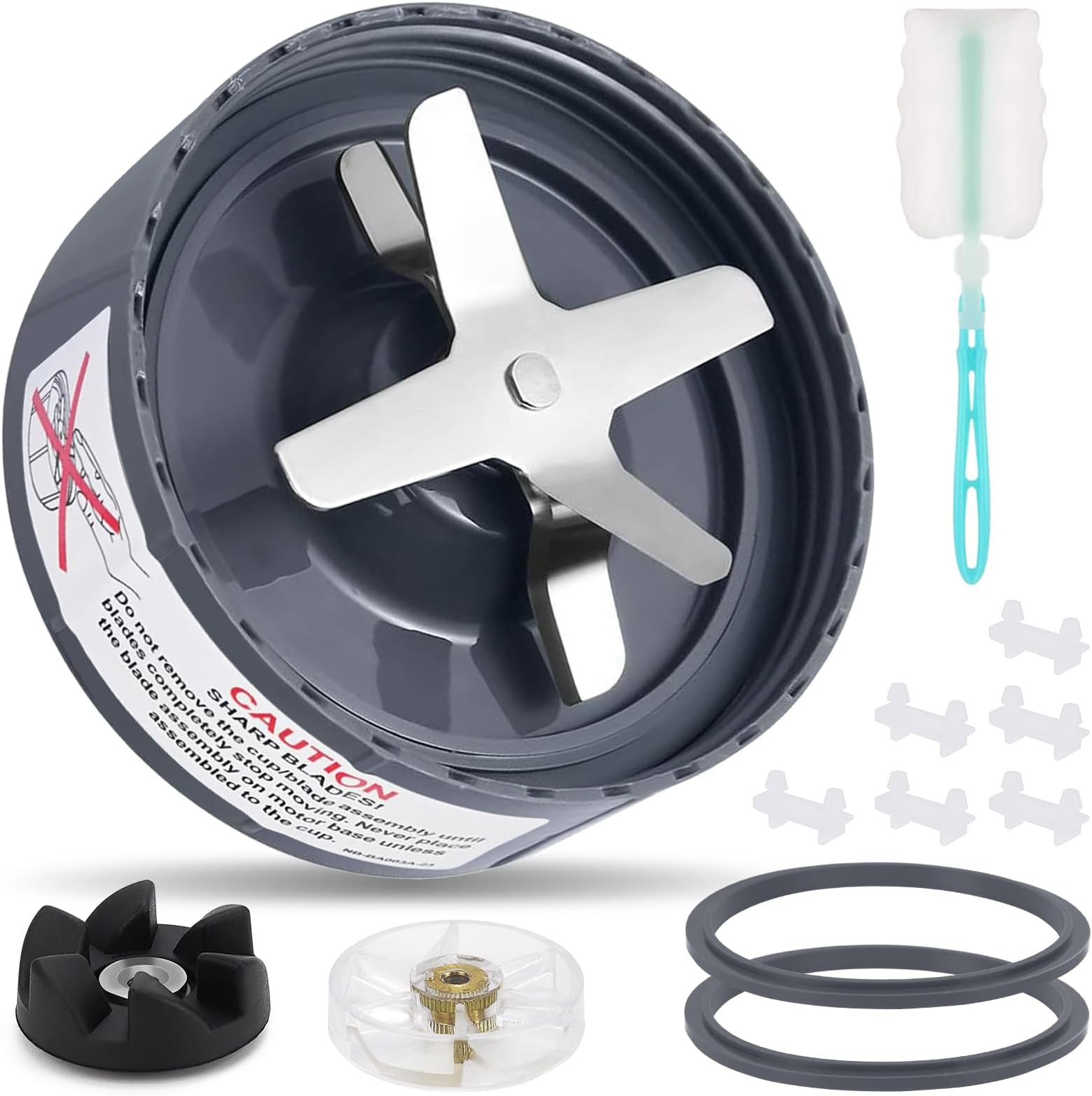 Feilifan 12 Pieces Blade Replacement Parts for NutriBullet Blender Extractor Cross Blade, Gear Rubber Gasket and Shock Pad Compatible with NutriBullet 600W & Pro 900W series