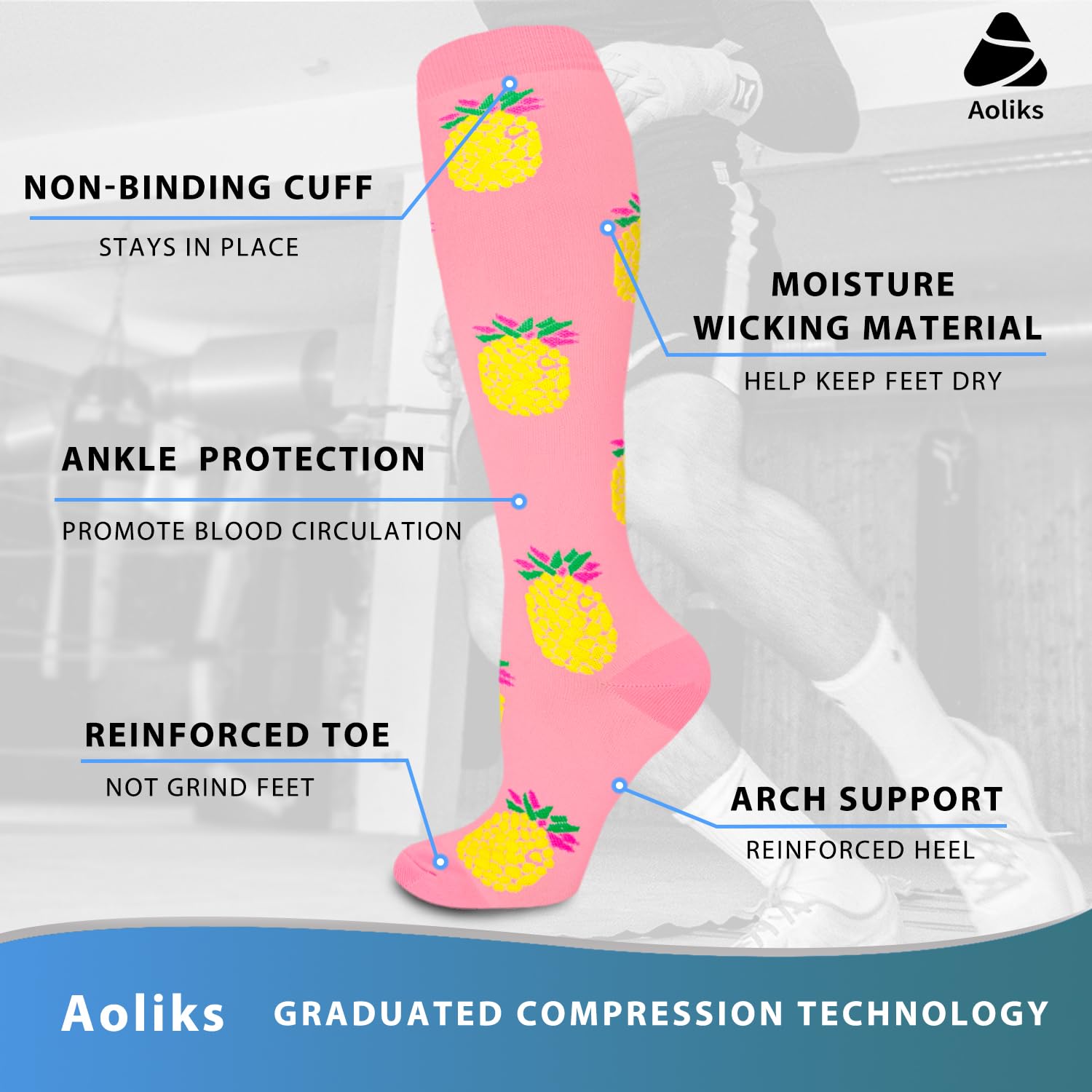 5 pares de calcetines de compresión antibacterianos de cobre para hombre y mujer, calcetines de tobillo para atletismo y viajes