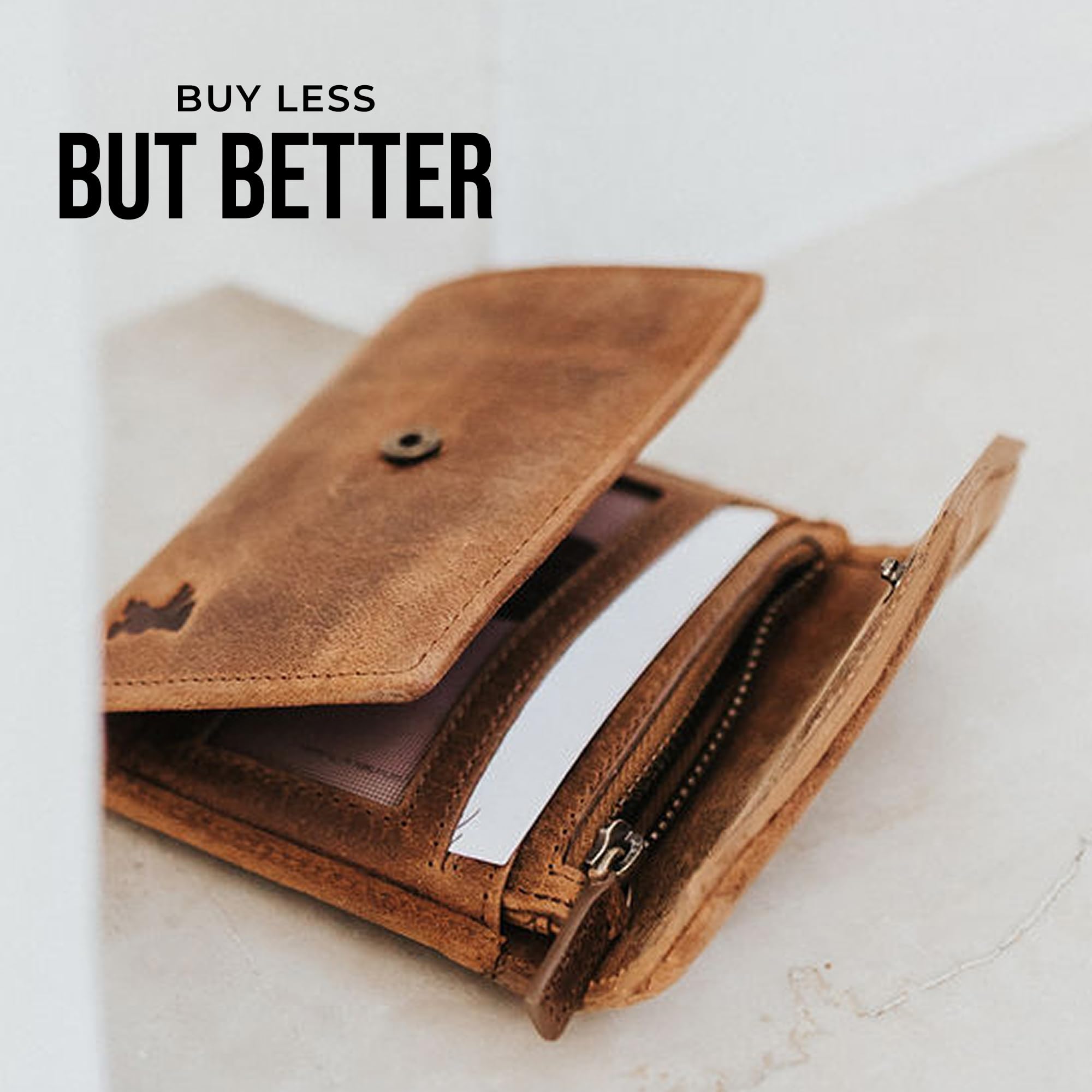 Berliner Bags Vintage Geldbörse Katy aus Leder, Stilvolles Dreifach-Portemonnaie klein mit RFID-Schutz, 7 Kartenfächern und abnehmbarem Münzfach für Damen - Braun