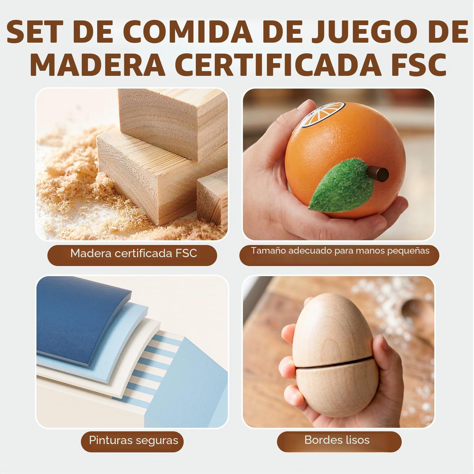 Lehoo Castle Accesorios Cocina Juguetes, Comida Madera Juguete, Comida Juguete Cocinita, Cocinita de Madera Infantil, Juguetes Montessori 2 3 4 Año(Desayuno)