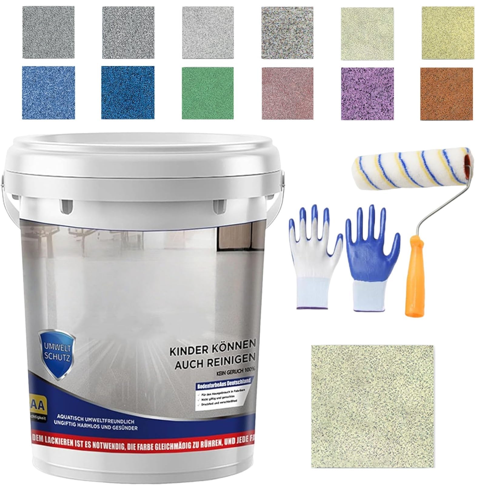 Upgrade Epoxy Coloured Sand Floor Paint, Louis Forest Epoxy Floor Paint for concrete, High Gloss Marble Effect Epoxy Floors Coating Self Leveling for Basement, Wood Floors, Garage, Outdoor (1kg