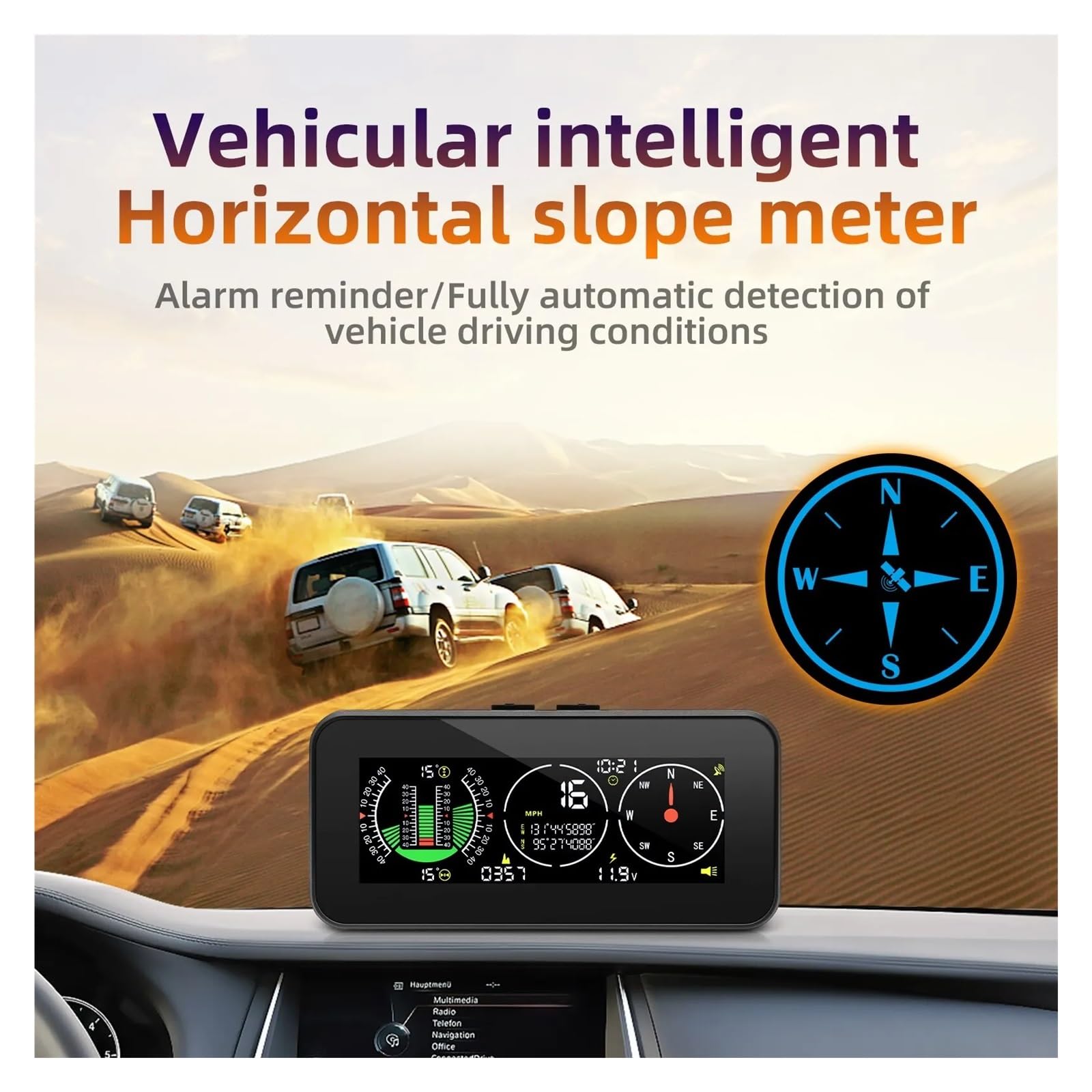 Pantalla Frontal M60 GPS For Coche Velocímetro HUD Inclinómetro Inteligente Velocidad Todoterreno Inclinación Ángulo De Inclinación Brújula Medidor De Pendiente para todos los vehículos